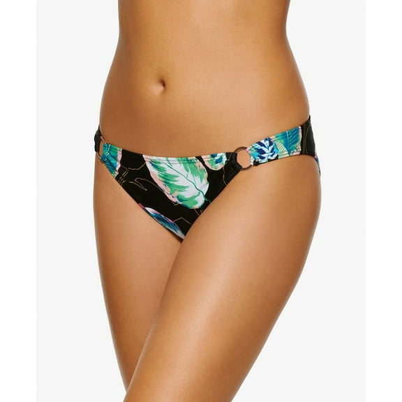 Hula Honey BLACK MULTI Juniors' Twisted Palms Ring-Detail Swim Bottom, US Small