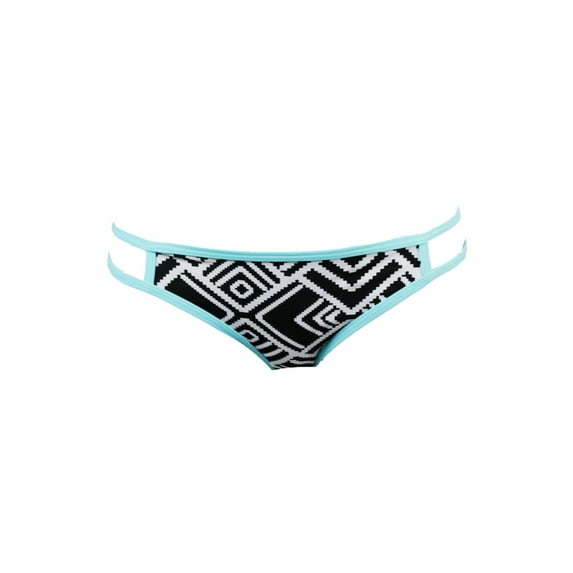 Hula Honey Black Blue Geometric-Print Low-Rise Hipster Bikini Bottom L