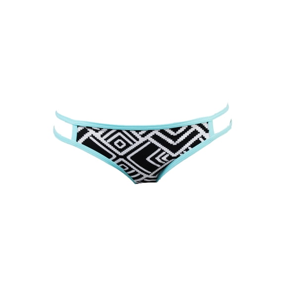 Hula Honey Black Blue Geometric-Print Low-Rise Hipster Bikini Bottom L