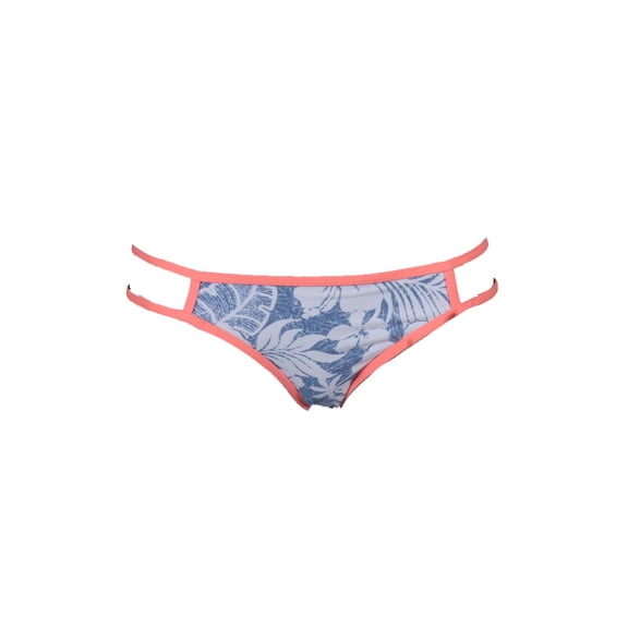 Hula Honey Blue White Aloha Bloom Printed Low-Rise Hipster Bikini Bottom L