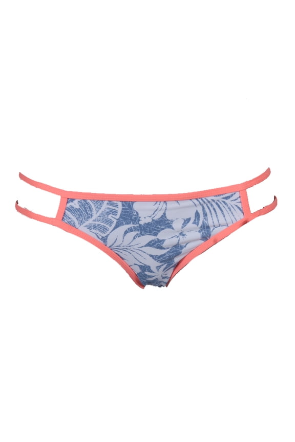 Blue White Aloha Bloom Printed Low-Rise Hipster Bikini Bottom S