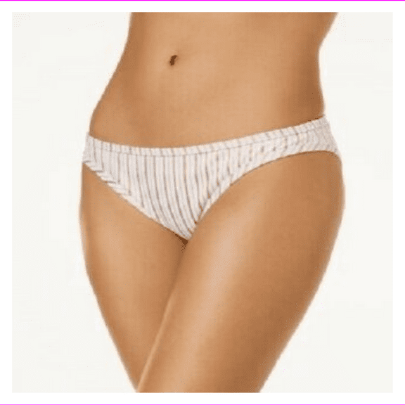 Hula Honey Junior's Oceanfront Striped Bikini Bottoms L/Rose Gold