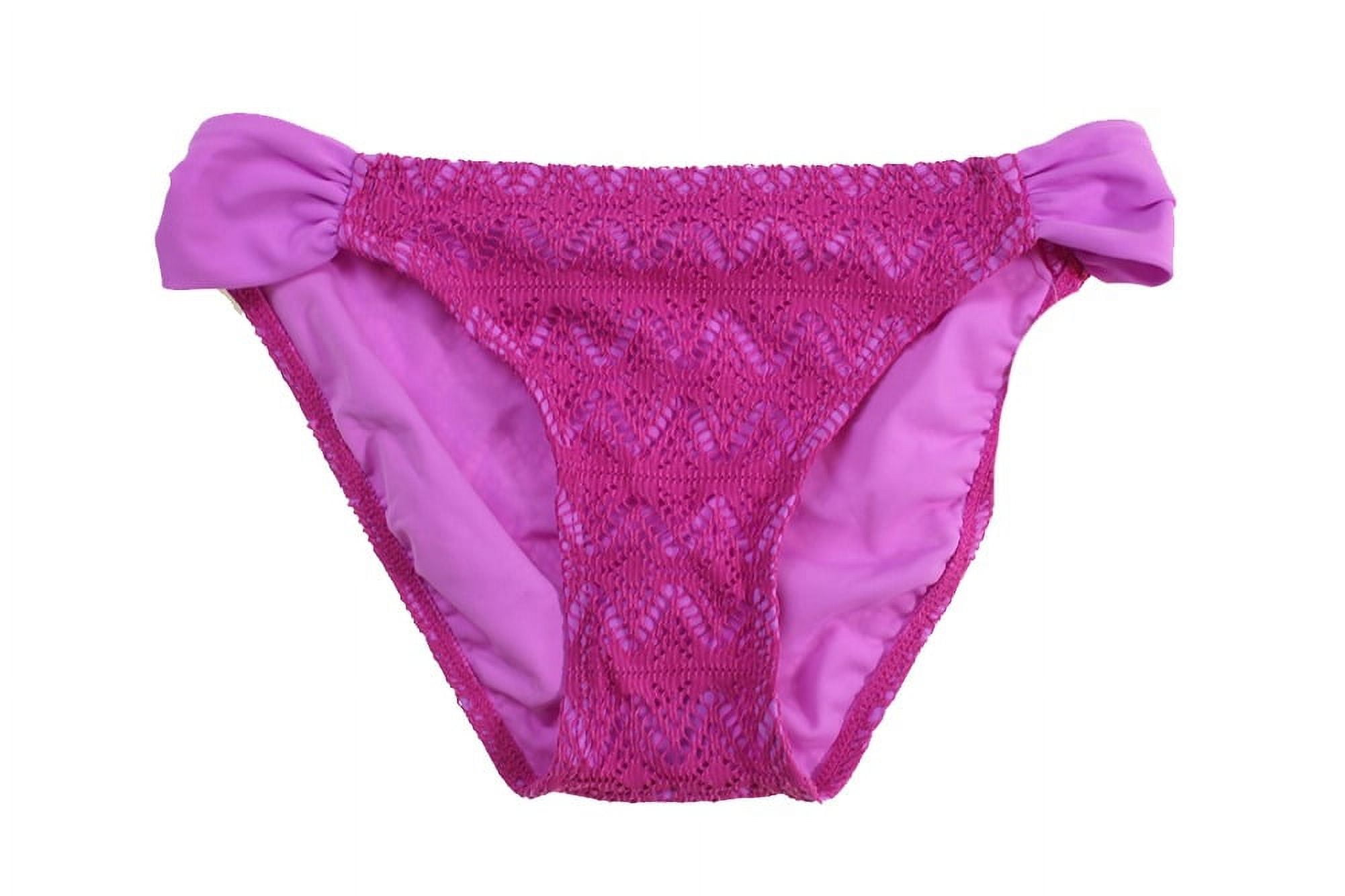 HULA HONEY PINK LILAC Crochet Side-Tie Hipster Bikini Swim Bottom, US X-Small