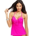 thumbnail image 1 of Hula Honey PINK SAPPHIR Laser-Cut Ruffle Tankini Swim Top, US Small, 1 of 4