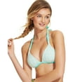 thumbnail image 1 of Hula Honey TURQUOISE Crochet Halter Push-Up Bikini Swim Top, US Small, 1 of 4