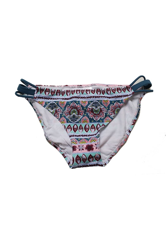 Teal Multi  Gypsy Twist Printed Strappy Hipster Bikini Bottom S
