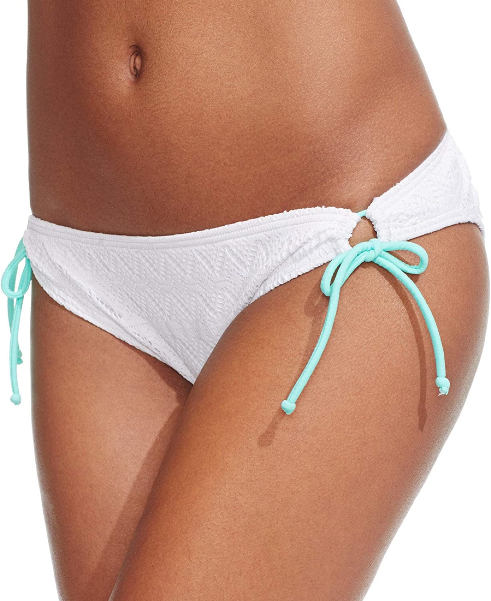 Hula Honey WHITE Crochet Side-Tie Hipster Bikini Swim Bottom, US Small - image 1 of 3