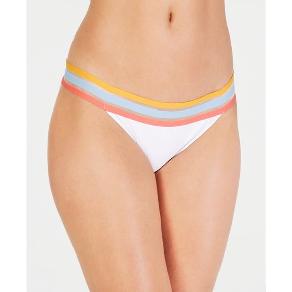 Hula Honey WHITE Juniors' Three Stripes You're Out Hipster Swim Bottom, US Large