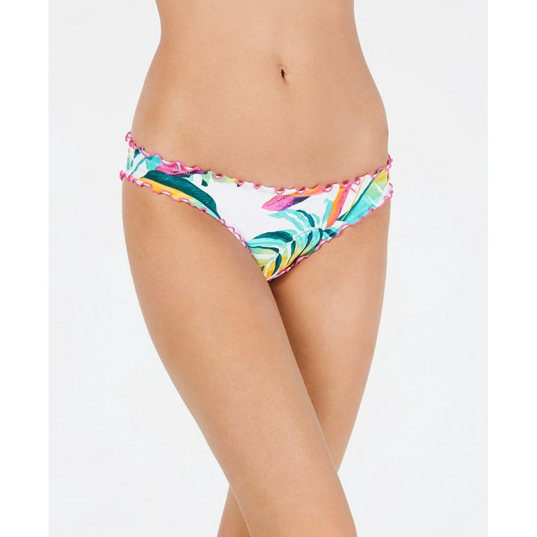 Hula Honey WHITE Palm Pop Printed Cheeky Hipster Bikini Swim