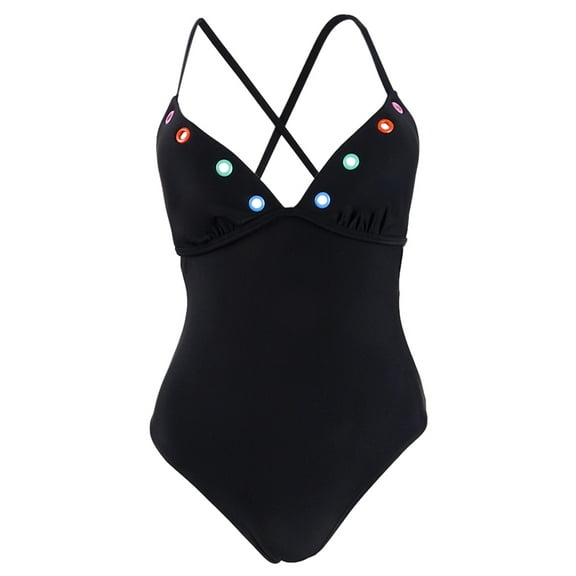 Hula Honey Women's Festival Dream Embellished One-Piece Swimsuit (S, Black)