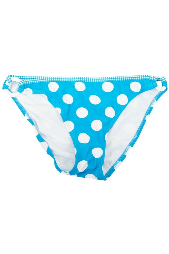 Women's Hooped Hip Detail with White Polka Dots Classic Blue Bikini Swim Bottom