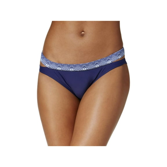 Hula Honey Womens Contrast Trim Split-Side Swim Bottom Separates Navy M