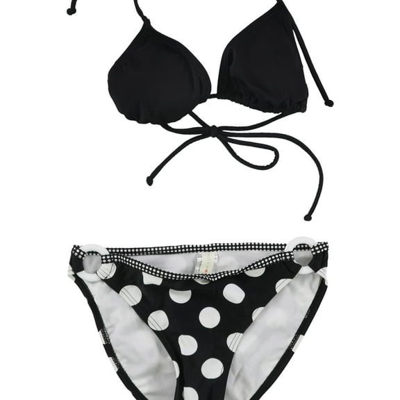 Hula Honey Womens Polka Dot 2 Piece Bikini, Black, X-Small