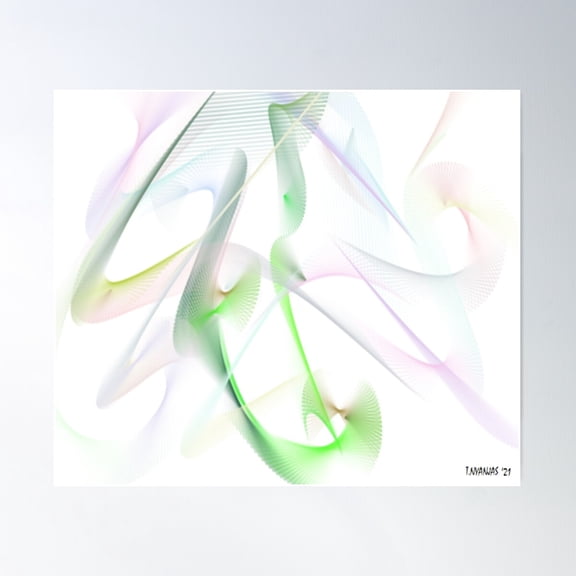 Hula-Hoop Abstract Art Design Wavy Line Art Full Of Color On White Background Poster Wall Art, Modern Wall Decor For Living Room Bedroom, 8x12 UNFRAMED