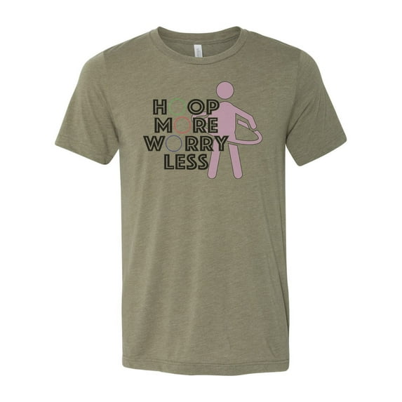Hula Hoop Shirt, Hoop More Worry Less, Hula Hooper, Hula Shirt, Unisex Fit, Sublimated Design, Hula Hoop Gift, Hooper Shirt, Hippie Shirt, Heather Olive, SMALL