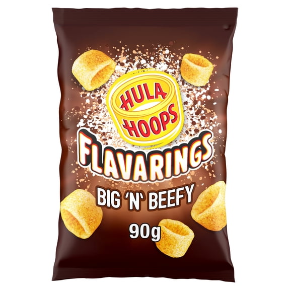 Hula Hoops Flavarings Big'N'Beefy Sharing Crisps 90g, Imported from Britain