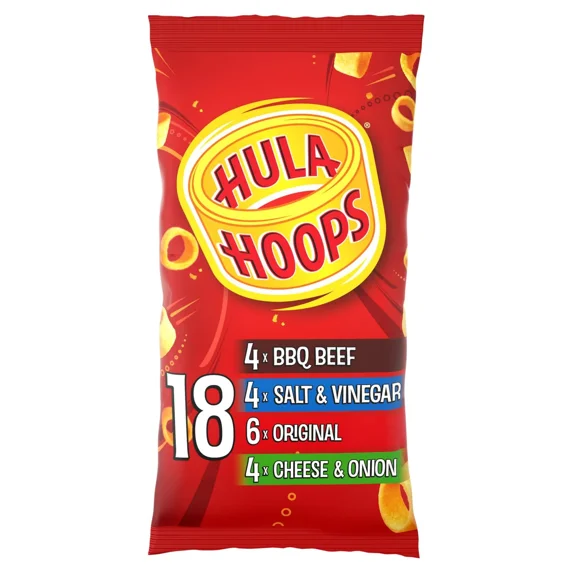 Hula Hoops Variety Crisps 18 pack - British Snack - Mixed Flavours