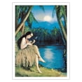 thumbnail image 1 of Hula Moon - Hawaiian Girl Plays ʻUkulele under a Full Moon - Vintage Pin Up Girl Print by Rudolph Ingerie c.1930s - Bamboo Fine Art 290gsm Paper (Unframed) 12x16in, 1 of 4