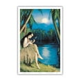 thumbnail image 1 of Hula Moon - Hawaiian Girl Plays ʻUkulele under a Full Moon - Vintage Pin Up Girl Print by Rudolph Ingerie c.1930s - Master Art Print (Unframed) 12in x 18in, 1 of 4