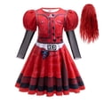 thumbnail image 1 of Hulaha Girls Red Punk Dress Kids Party Dress Costume with Wig, 1 of 6
