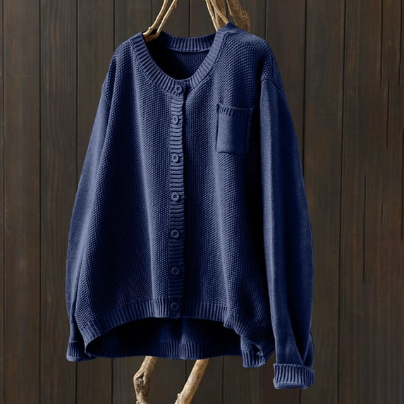 Hulanddfd Cardigan Top Womens Oversize V Neck Long Sleeve Open Front Knit Sweater Office Lounge Home