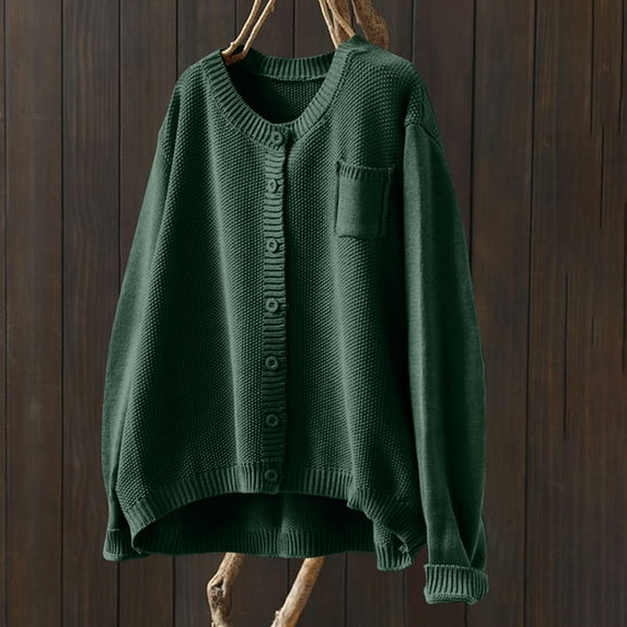 Hulanddfd Cardigan Top Womens Oversize V Neck Long Sleeve Open Front Knit Sweater Office Lounge Home