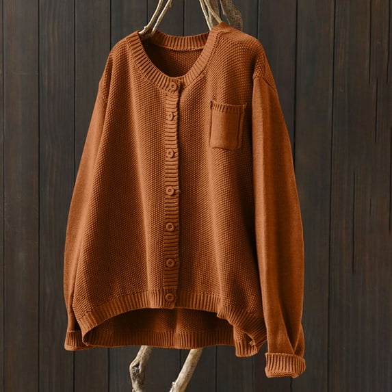 Hulanddfd Cardigan Top Womens Oversize V Neck Long Sleeve Open Front Knit Sweater Office Lounge Home
