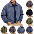 thumbnail image 1 of Hulanddfd Men Jacket Faux Leather Bomber Collared Zip Up Flap Pockets Long Sleeve Casual Motorcycle Streetwear Fall Winter Outerwear, 1 of 6