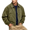 thumbnail image 1 of Hulanddfd Men Jacket Faux Leather Bomber Collared Zip Up Flap Pockets Long Sleeve Casual Motorcycle Streetwear Fall Winter Outerwear, 1 of 5