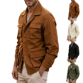 thumbnail image 1 of Hulanddfd Men Jacket Long Sleeve Button Down Collared Flap Pocket Loose Fit Casual Outwear Lightweight Comfortable Everyday Wear, 1 of 8