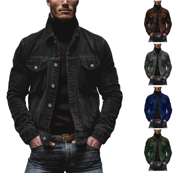 Hulanddfd Men's Denim Jacket Button Down Turn Down Collar Long Sleeve Casual Trucker Coat with Pockets Vintage Outerwear for Fall Winter Daily Wear Outdoor Travel Streetwear