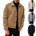 thumbnail image 1 of Hulanddfd Men's Faux Suede Jacket Turn Down Collar Button Down Casual Trucker Coat Fall Winter Outerwear, 1 of 5