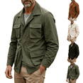 thumbnail image 1 of Hulanddfd Men Jacket Long Sleeve Button Down Collared Flap Pocket Loose Fit Casual Outwear Lightweight Comfortable Everyday Wear, 1 of 8