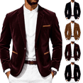 thumbnail image 1 of Hulanddfd Men's Velvet Blazer Jacket Slim Fit Sport Coat Button Front with Pockets for Business Office Wedding Party Daily Wear Outdoor Travel Streetwear, 1 of 6