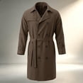 thumbnail image 1 of Hulanddfd Mens Coat Double Breasted Belted Trench Coat, Long Windbreaker with Pockets & Button Cuffs, Elegant Outerwear, 1 of 8