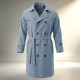thumbnail image 1 of Hulanddfd Mens Coat Double Breasted Belted Trench Coat, Long Windbreaker with Pockets & Button Cuffs, Elegant Outerwear, 1 of 8