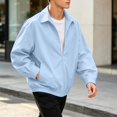 thumbnail image 1 of Hulanddfd Mens Jacket Zip Up Colla Bomber Coat, Long Sleeve Casual Outerwear with Pockets & Ribbed Hem, Daily Wear, 1 of 9