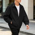 thumbnail image 1 of Hulanddfd Mens Jacket Zip Up Colla Bomber Coat, Long Sleeve Casual Outerwear with Pockets & Ribbed Hem, Daily Wear, 1 of 9