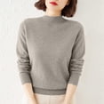 thumbnail image 1 of Hulanddfd Sweater Top Womens Solid Color Long Sleeve Mock Neck Casual Blouse Knit Office Daily Weekend, 1 of 1