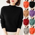thumbnail image 1 of Hulanddfd Sweater Top Womens Solid Color Long Sleeve Mock Neck Casual Blouse Knit Office Daily Weekend, 1 of 1