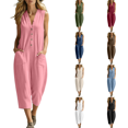 thumbnail image 1 of Hulanddfd Women Jumpsuit Sleeveless V-Neck Button Down Wide Leg Loose Fit Casual Outfit Lightweight Comfortable Everyday Wear, 1 of 6