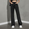 thumbnail image 1 of Hulanddfd Women's Pants Solid Color Straight Button Zipper Cargo Jeans with Multi-Pocket Black Size L, 1 of 4