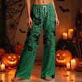 Hulanddfd Womens Pants Floral Spider Web Line Print Wide Leg Trousers ...