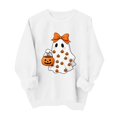 thumbnail image 1 of Hulanddfd Womens Sweatshirt Pink Ghost Pumpkin Print Pullover, Cute Bow Graphic Crewneck Long Sleeve Top, Halloween Casual Sweater, 1 of 5