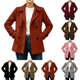 thumbnail image 1 of Hulanddfd Womens coat Elegant Coats Notched Lapel Double Breasted Short Pea Coat, 1 of 6