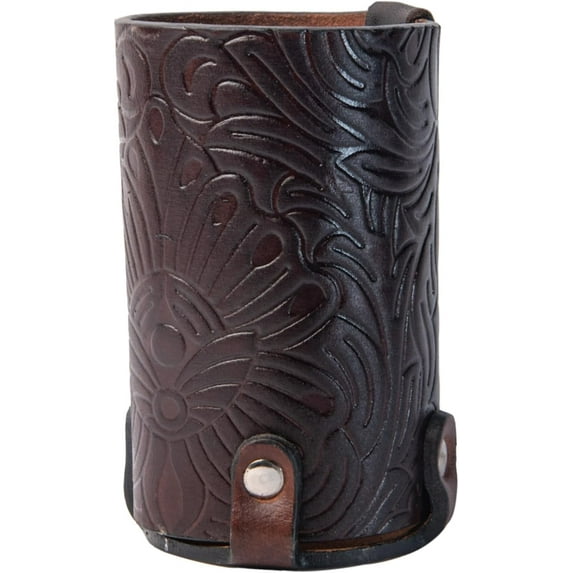 Hulara Full Grain Buff Leather Beer Holder for Small Bottle for Men Cowboy Beer Holder for Travel/Outdoor Beer Belt
