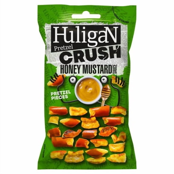 Huligan Pretzel Crush Honey Mustard 65g, British Import (Pack of 6)