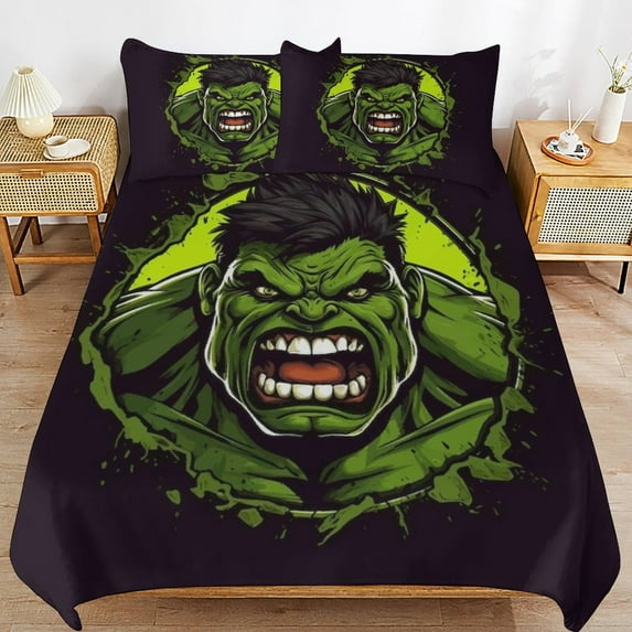Hulk 3-Piece All Season Bedding Set, Comforter Set with Pillow Shams for Bedroom & Dorm Decor, Ideal Gifts for Women Men Teens Friends Family