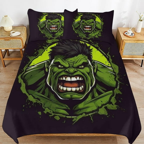 Hulk 3-Piece All Season Bedding Set, Comforter Set with Pillow Shams for Bedroom & Dorm Decor, Ideal Gifts for Women Men Teens Friends Family