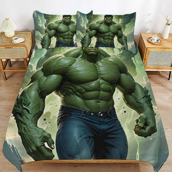 Hulk 3-Piece All Season Bedding Set, Comforter Set with Pillow Shams for Bedroom & Dorm Decor, Ideal Gifts for Women Men Teens Friends Family